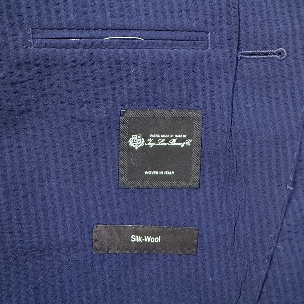 HUGO BOSS-LORO PIANA Silk-Wool Blazer Navy Blue‎ Textured Jacket 38R - Picture 4 of 11